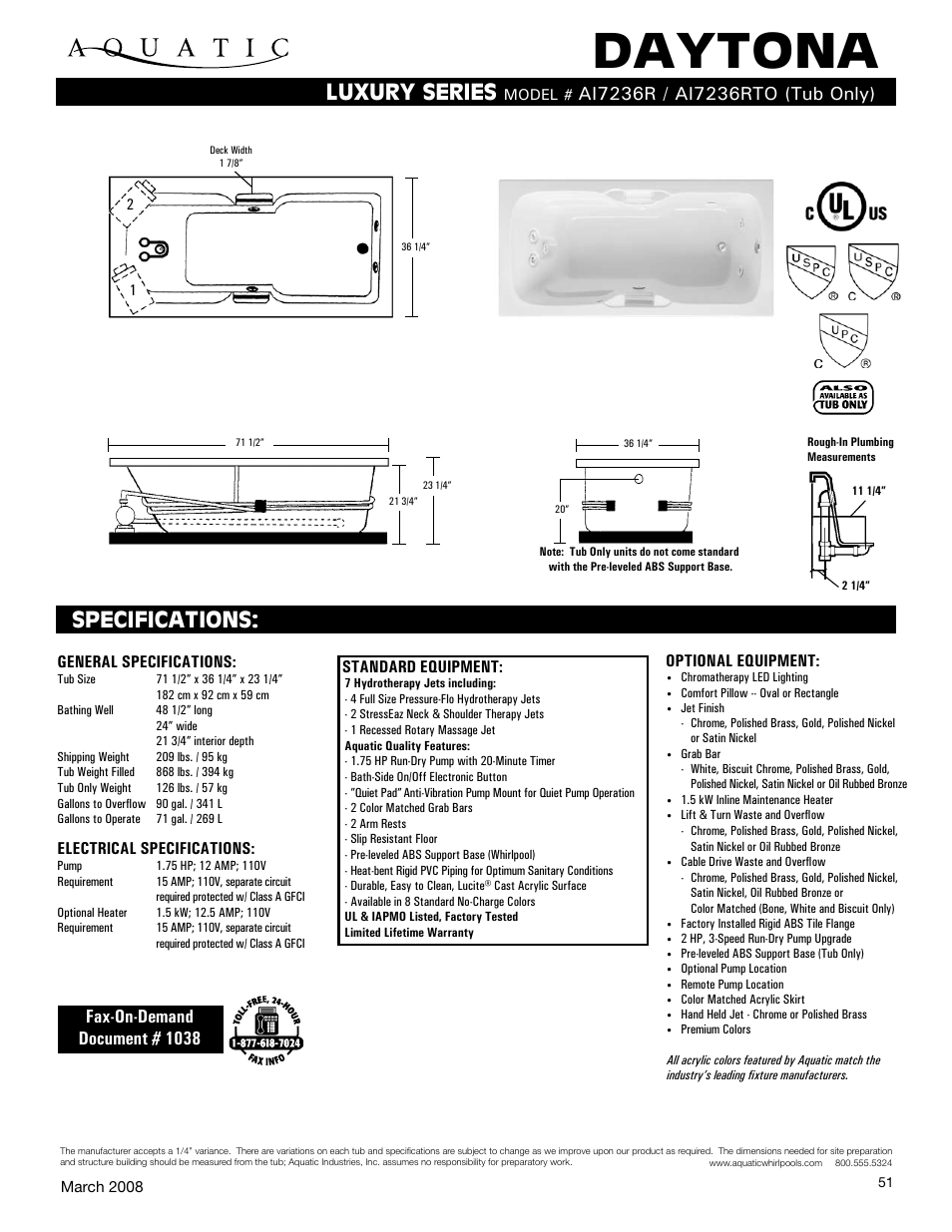 Aquatic AI7236R User Manual | 1 page