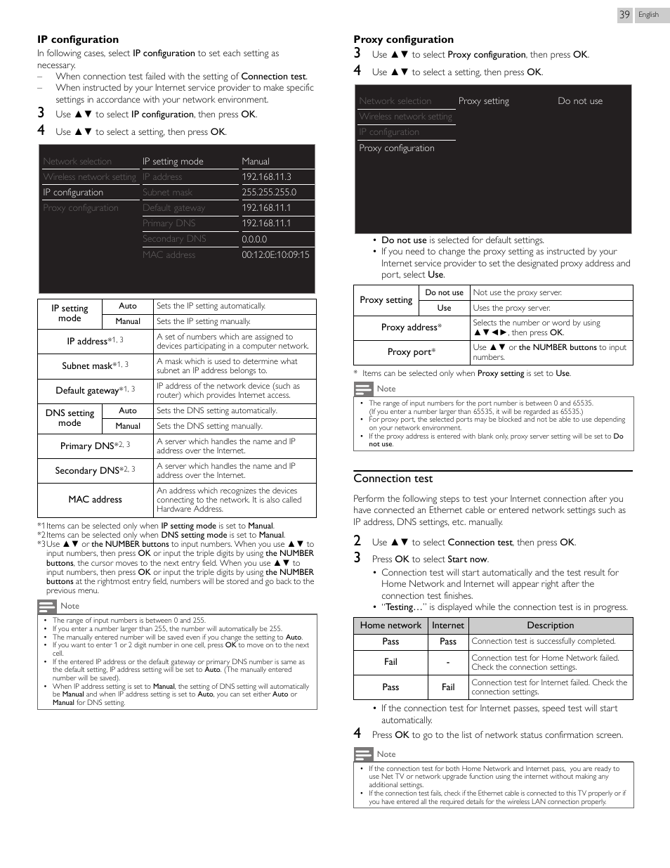 P.39, Connection test | Philips 29PFL4908-F7 User Manual | Page 39 / 112