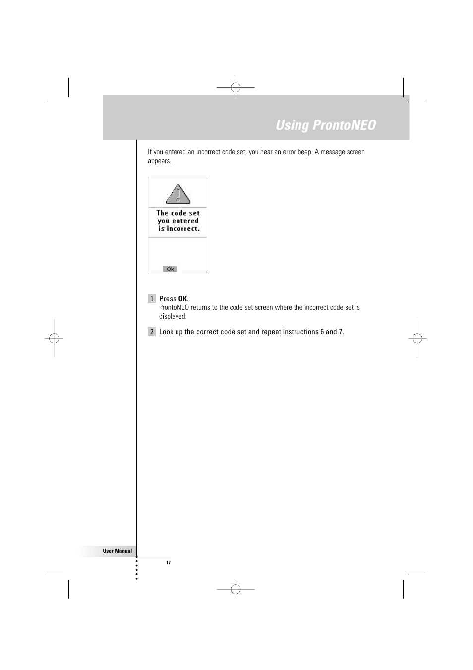 Using prontoneo | Philips TSU500 User Manual | Page 17 / 40