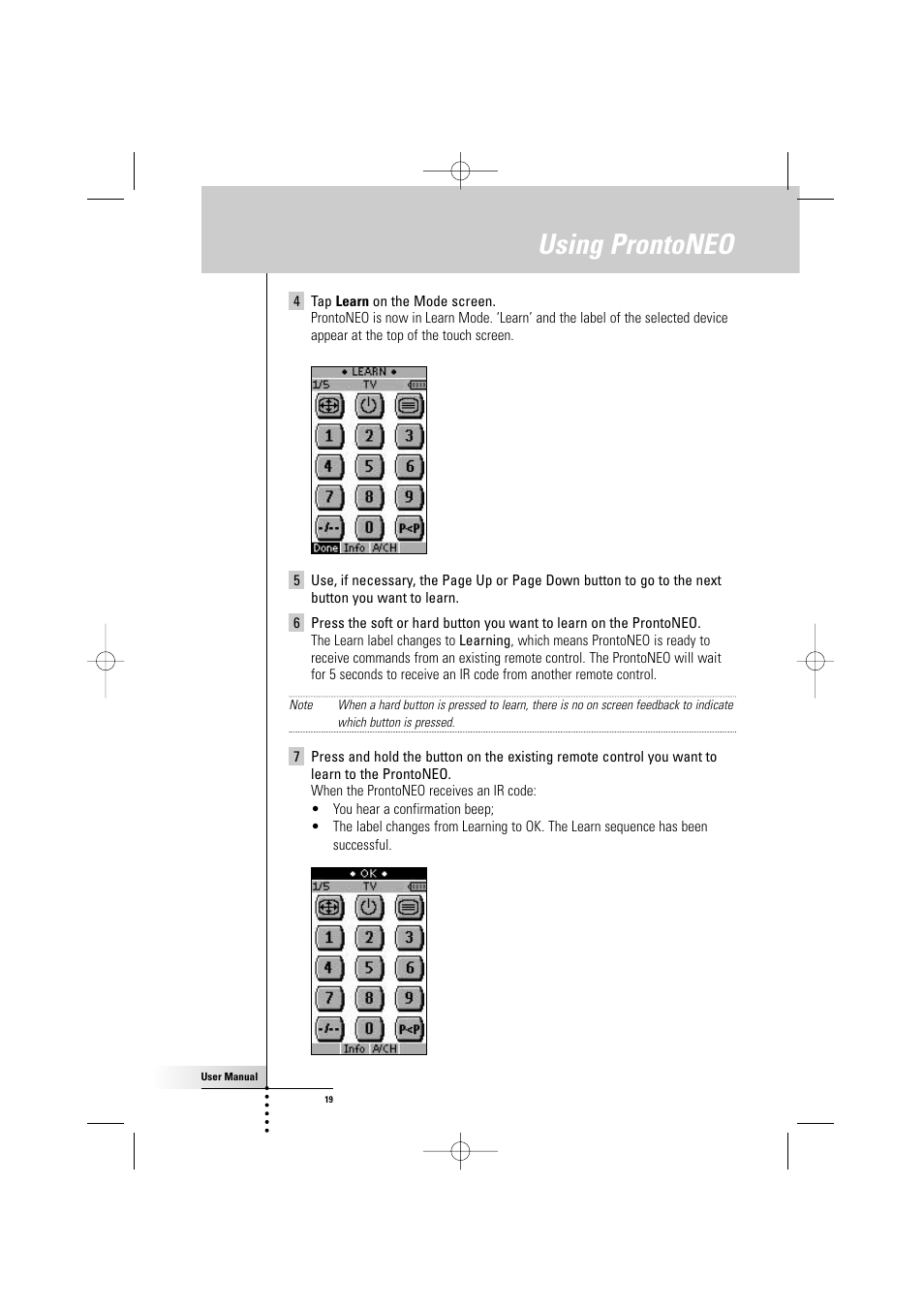 Using prontoneo | Philips TSU500 User Manual | Page 19 / 40