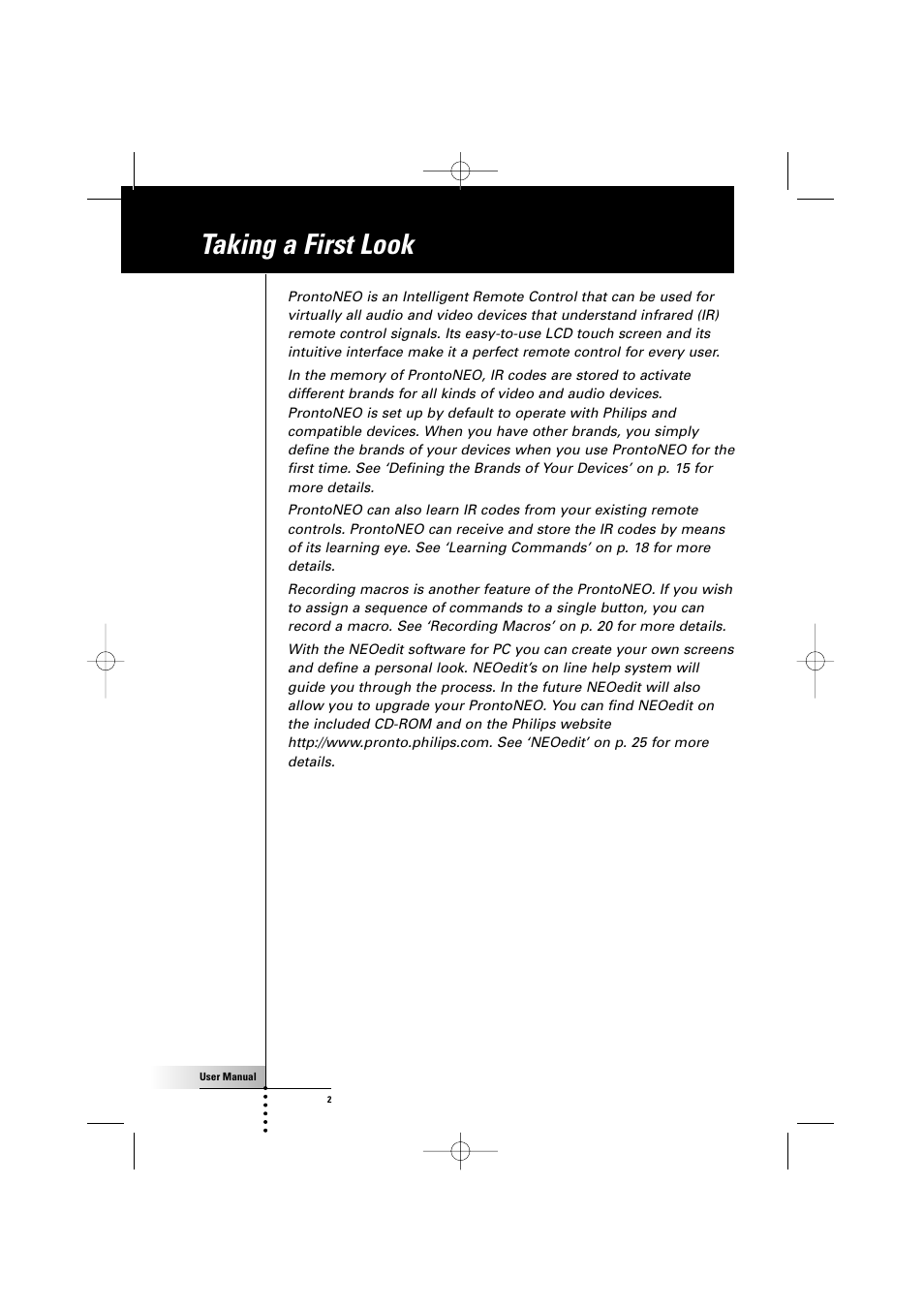 Taking a first look | Philips TSU500 User Manual | Page 2 / 40