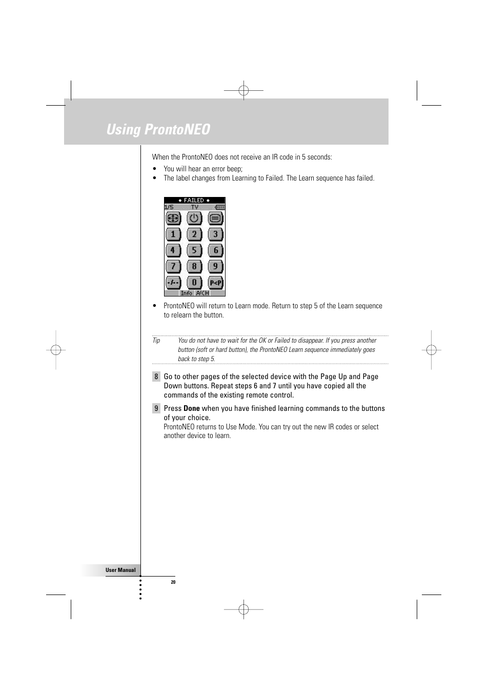 Using prontoneo | Philips TSU500 User Manual | Page 20 / 40