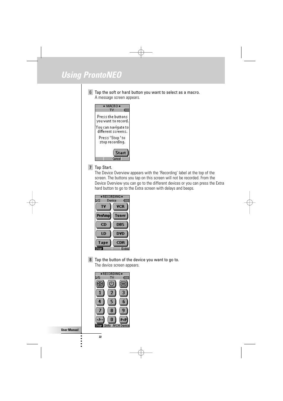 Using prontoneo | Philips TSU500 User Manual | Page 22 / 40