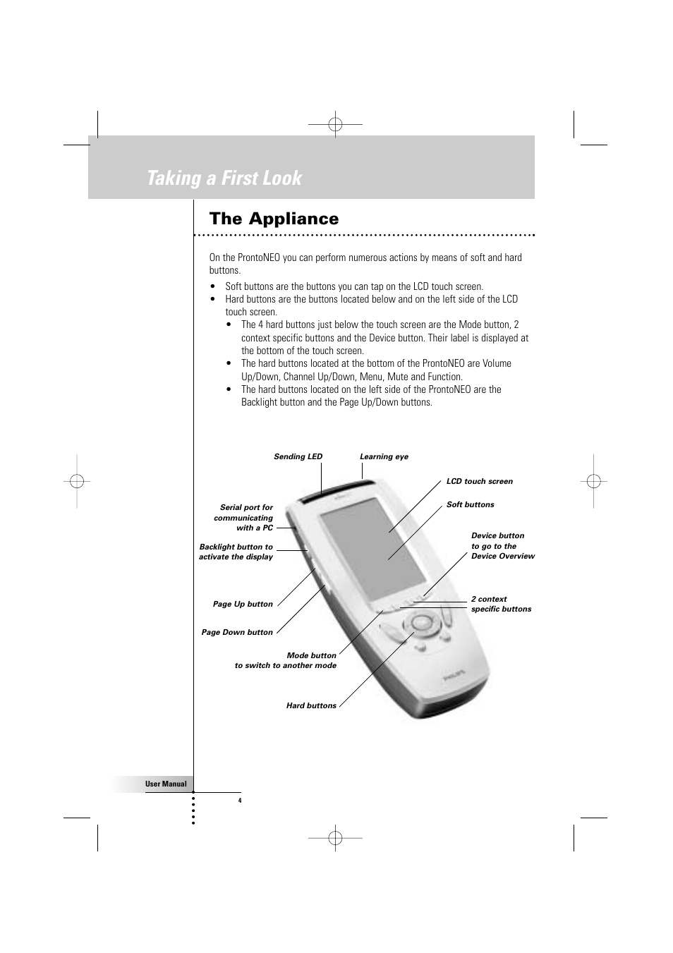 Taking a first look, The appliance | Philips TSU500 User Manual | Page 4 / 40