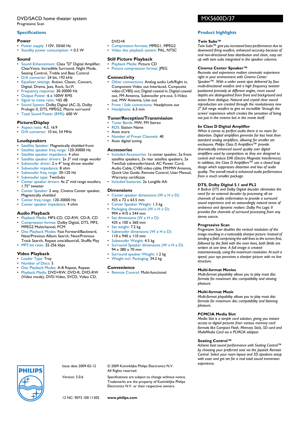 Philips MX5600D-37 User Manual | Page 2 / 2