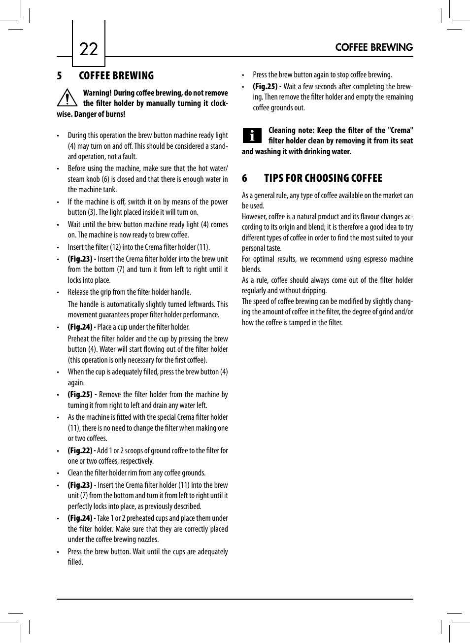 5 coffee brewing, 6tips for choosing coffee | Philips 711412008 User Manual | Page 22 / 84