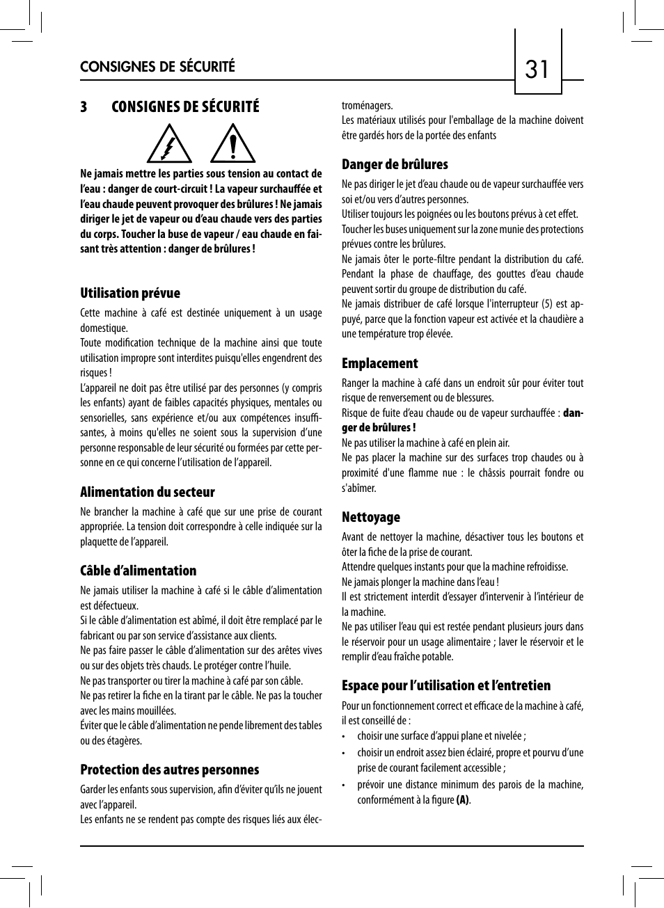 3consignes de sécurité | Philips 711412008 User Manual | Page 31 / 84