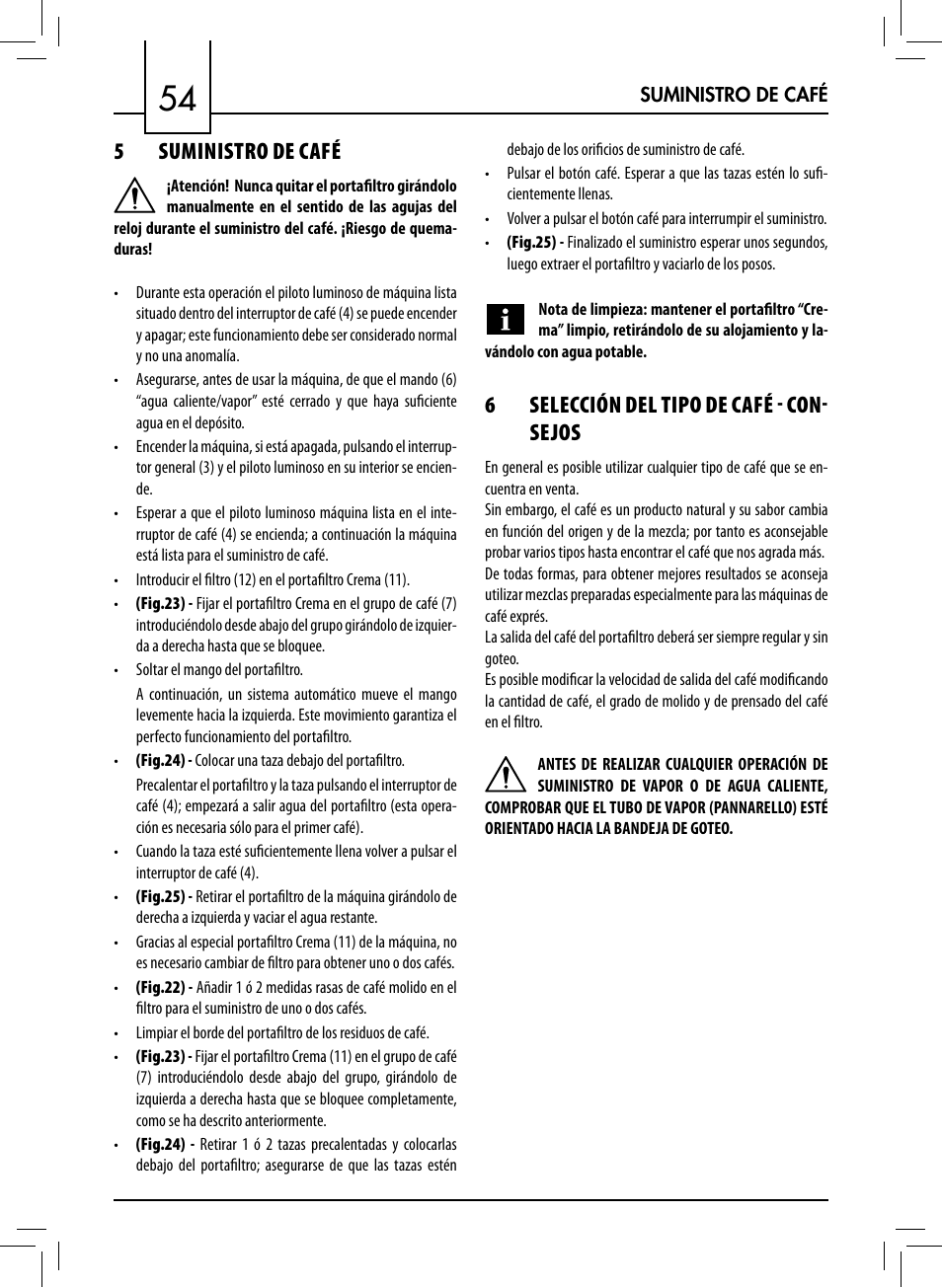 5suministro de café, 6selección del tipo de café  con sejos | Philips 711412008 User Manual | Page 54 / 84