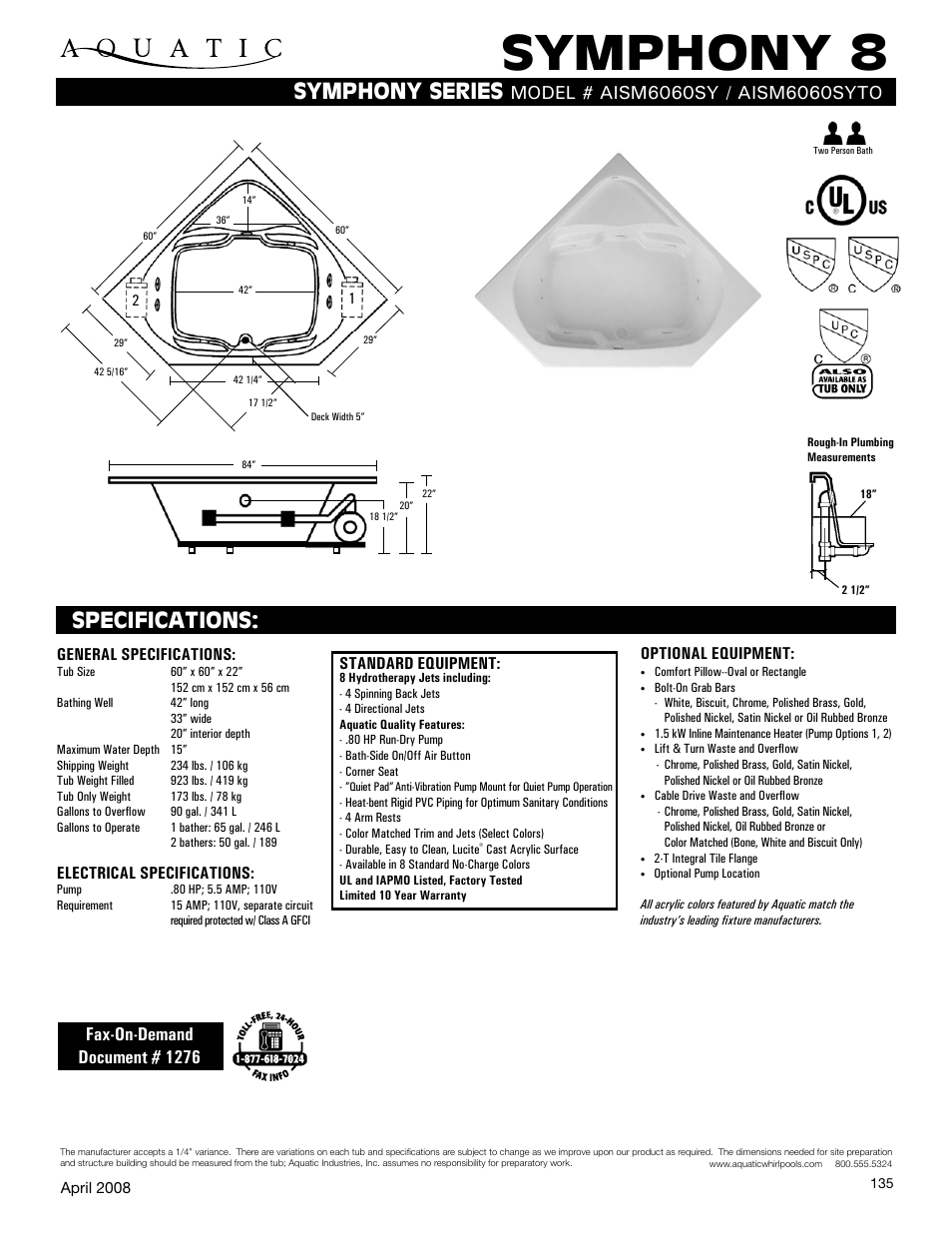 Aquatic AISM6060SYTO User Manual | 1 page