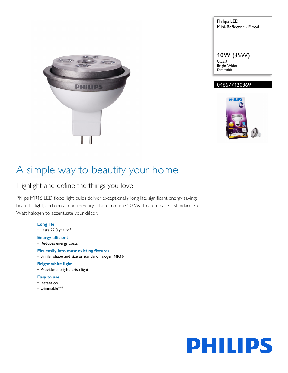 Philips 046677420369 User Manual | 2 pages