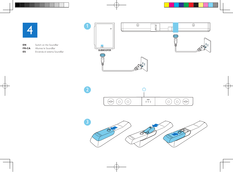 Philips Soundbar speaker HTL5110 Virtual surround Wireless subwoofer Opt Coax Aux in Audio in Bluetooth® User Manual | Page 8 / 16