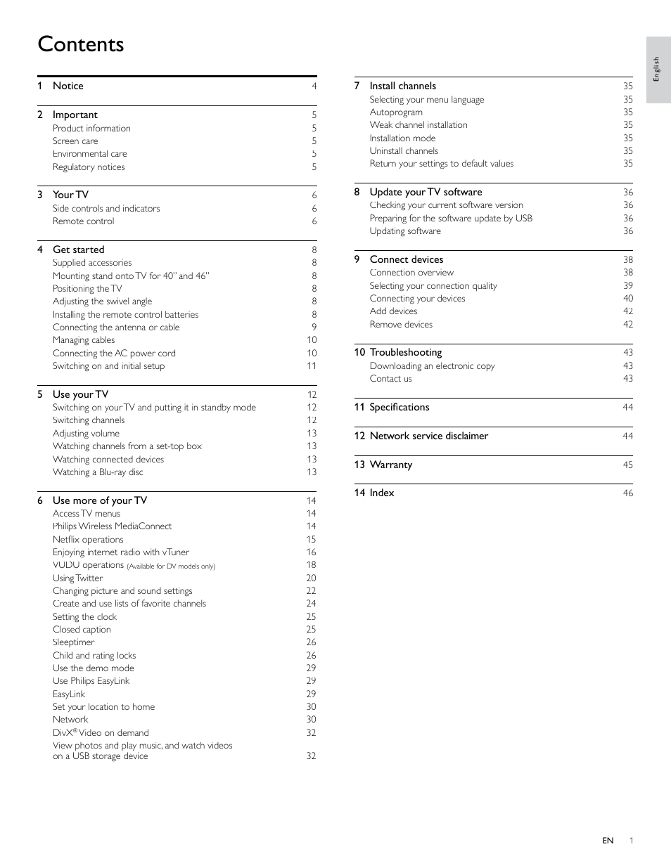 Philips 40PFL7705D-F7 User Manual | Page 2 / 48