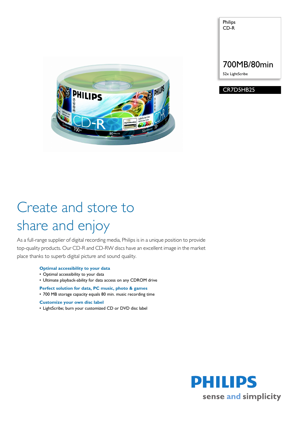 Philips CR7D5HB25-17 User Manual | 2 pages