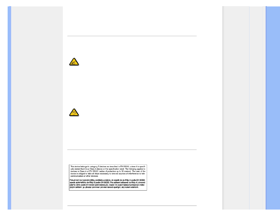 Commission federale de la, Communication (fcc declaration), En 55022 compliance (czech | Republic only) | Philips 191EW9FB-27 User Manual | Page 16 / 83