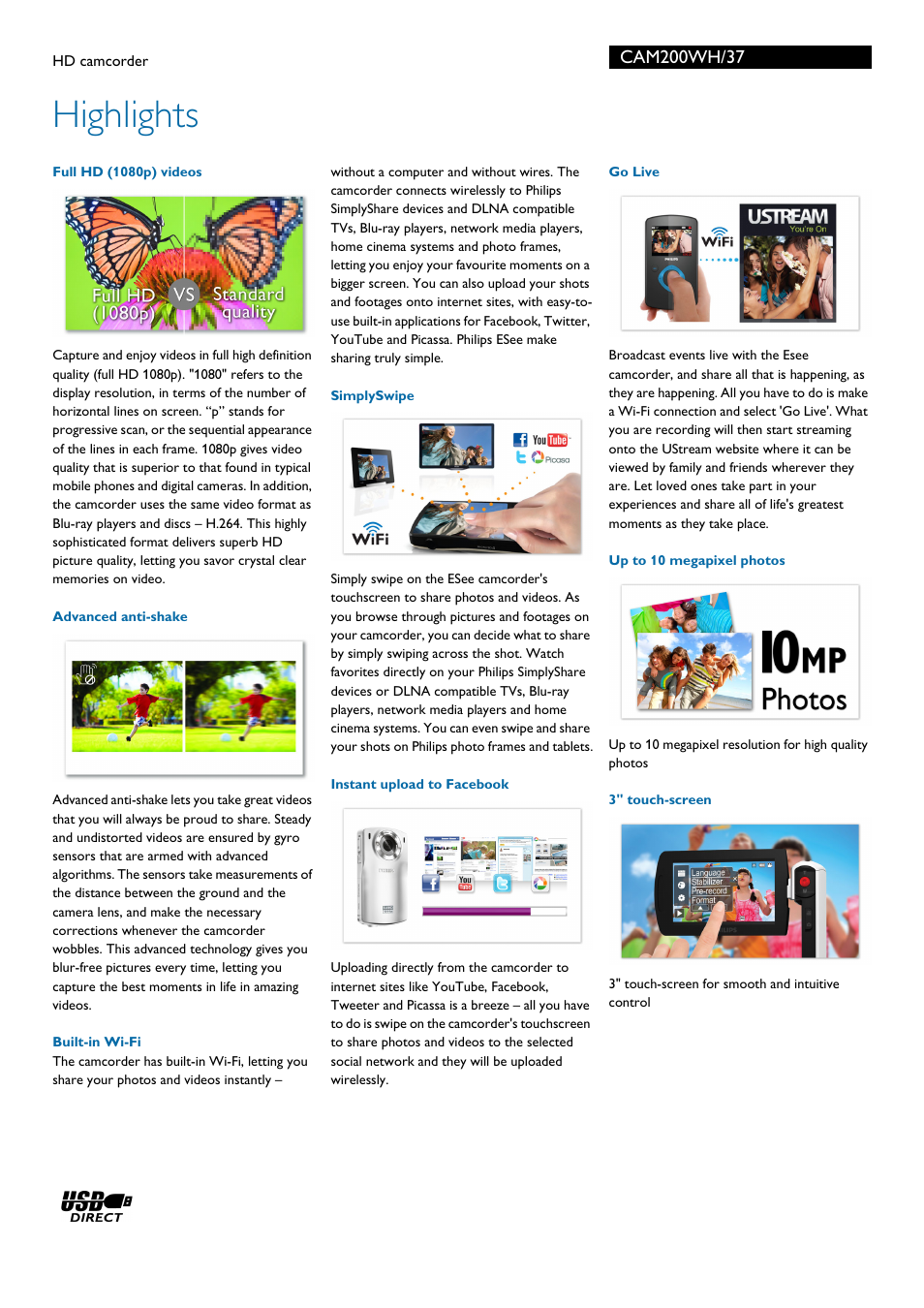 Highlights | Philips CAM200WH-37 User Manual | Page 2 / 3