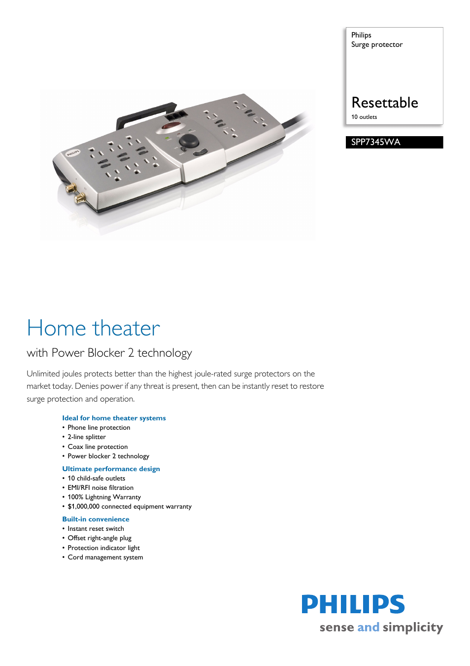 Philips SPP7345WA-37 User Manual | 2 pages