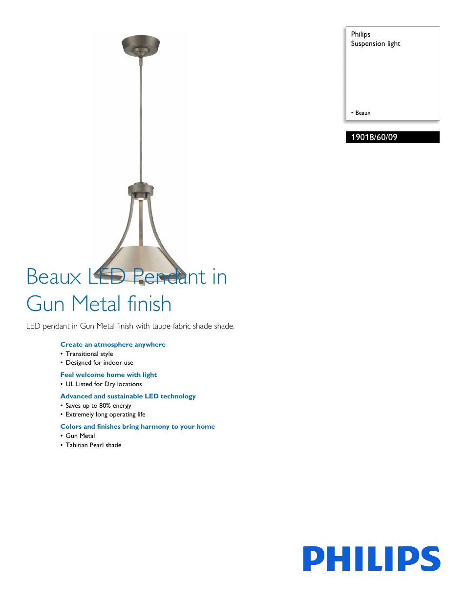 Philips 190186009 User Manual | 2 pages