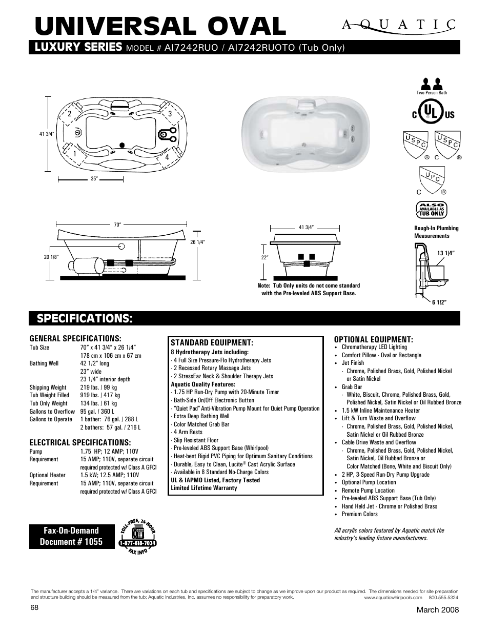 Aquatic AI7242RUO User Manual | 1 page