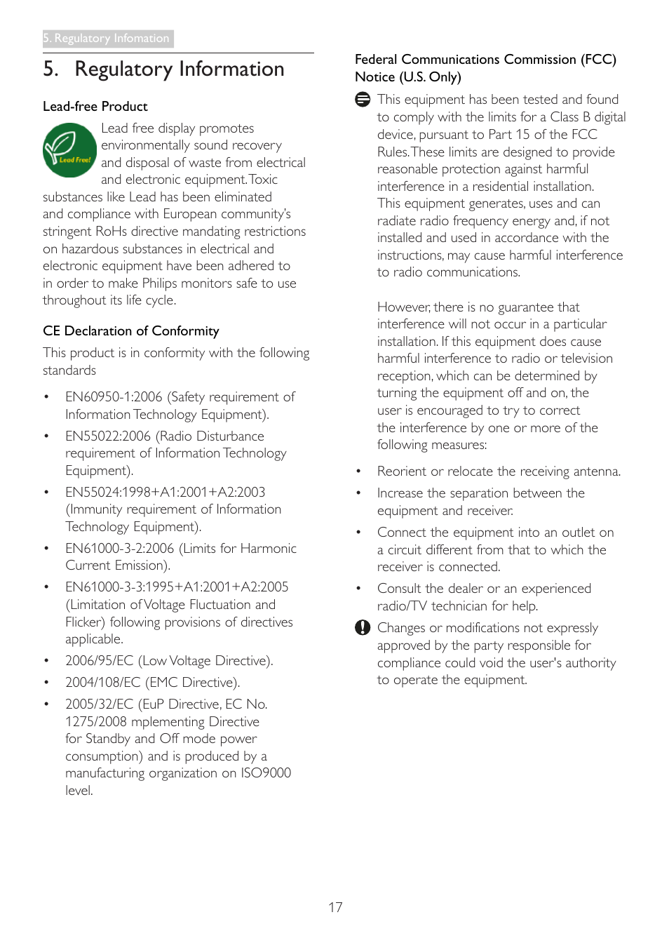 Regulatory information | Philips 221S3UCB-00 User Manual | Page 19 / 32