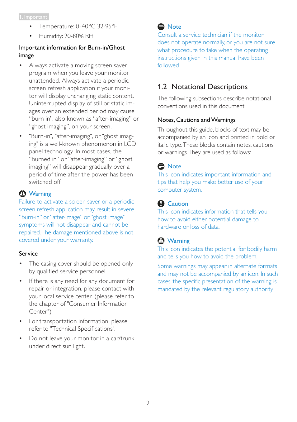 2 notational descriptions | Philips 221S3UCB-00 User Manual | Page 4 / 32