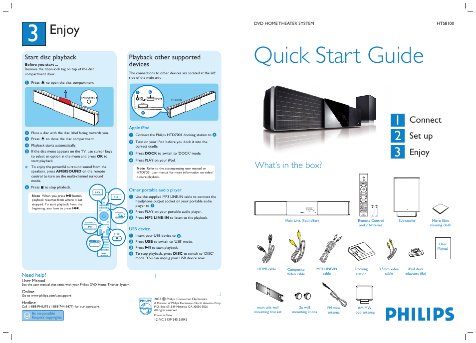 Philips HTS8100-37B User Manual | 2 pages