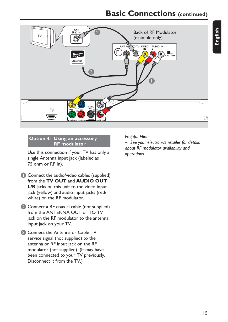 Basic connections | Philips DVP5990-F7 User Manual | Page 15 / 58