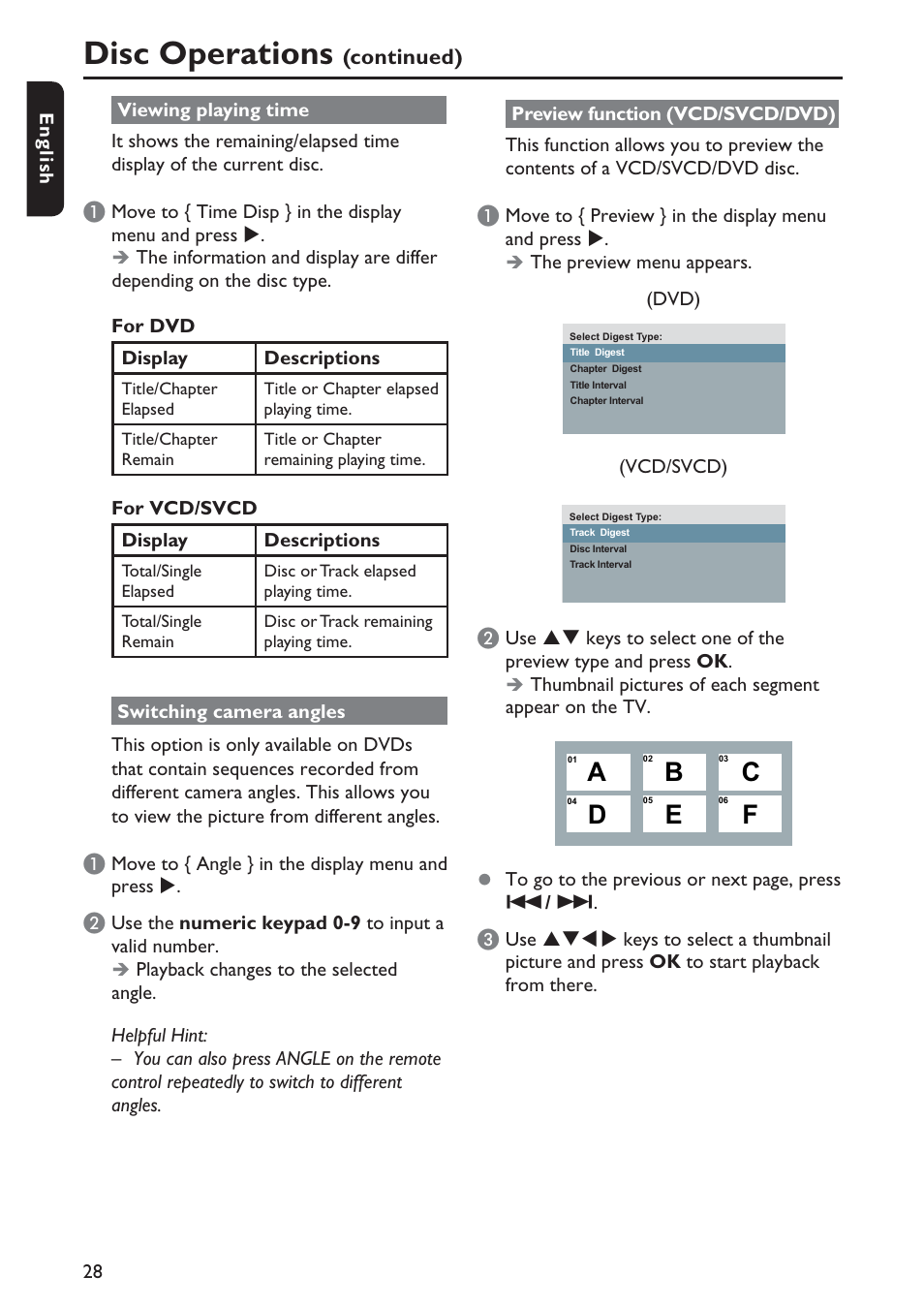 Disc operations | Philips DVP5990-F7 User Manual | Page 28 / 58