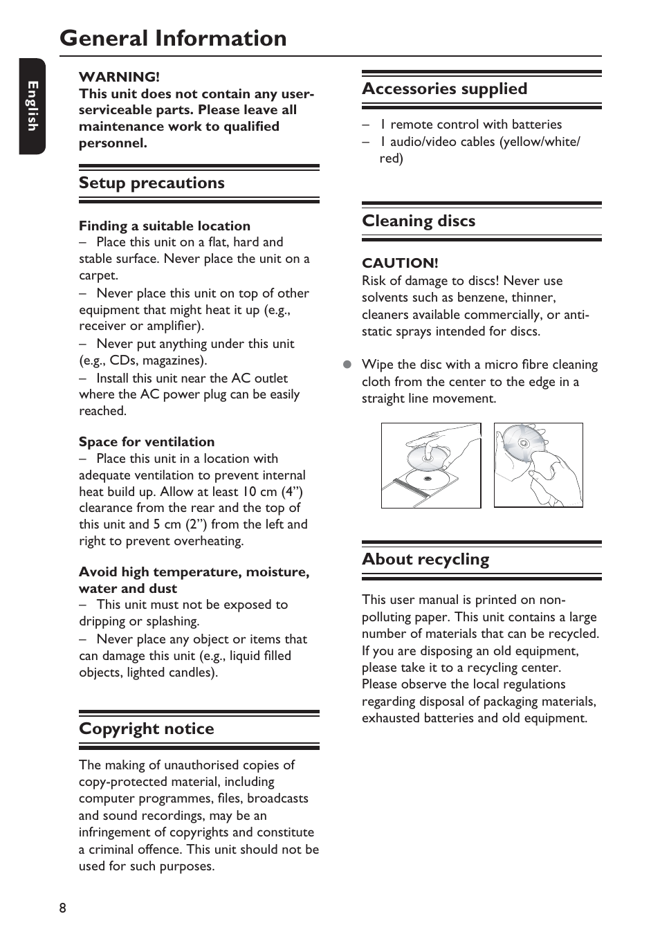 General information | Philips DVP5990-F7 User Manual | Page 8 / 58