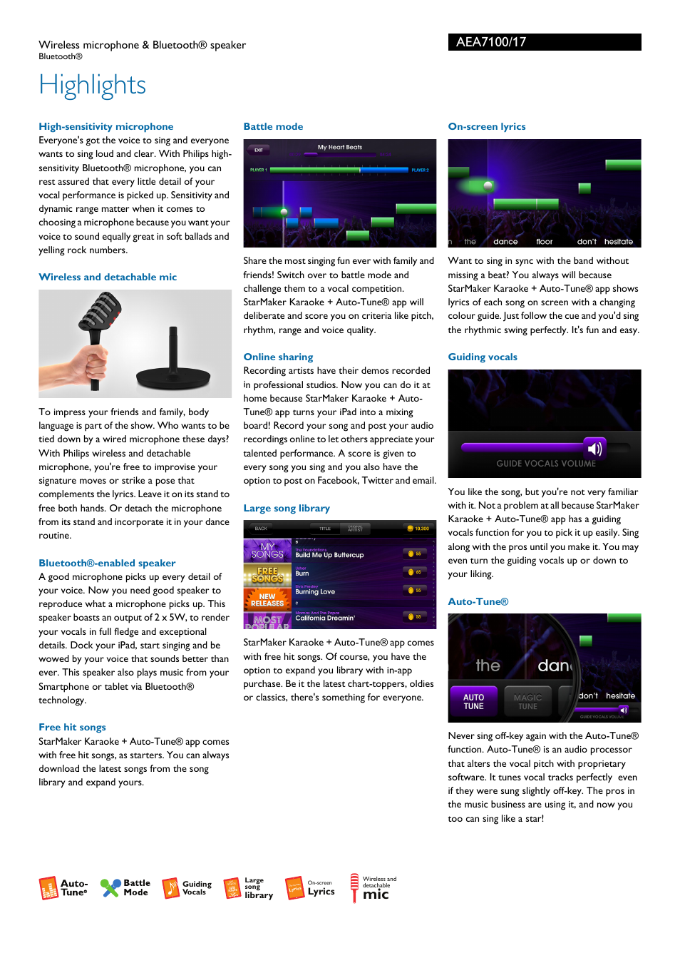 Highlights | Philips AEA7100-17 User Manual | Page 2 / 3