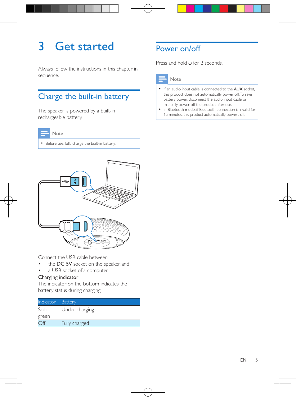 3 get started | Philips SBT10BLK-37 User Manual | Page 7 / 16