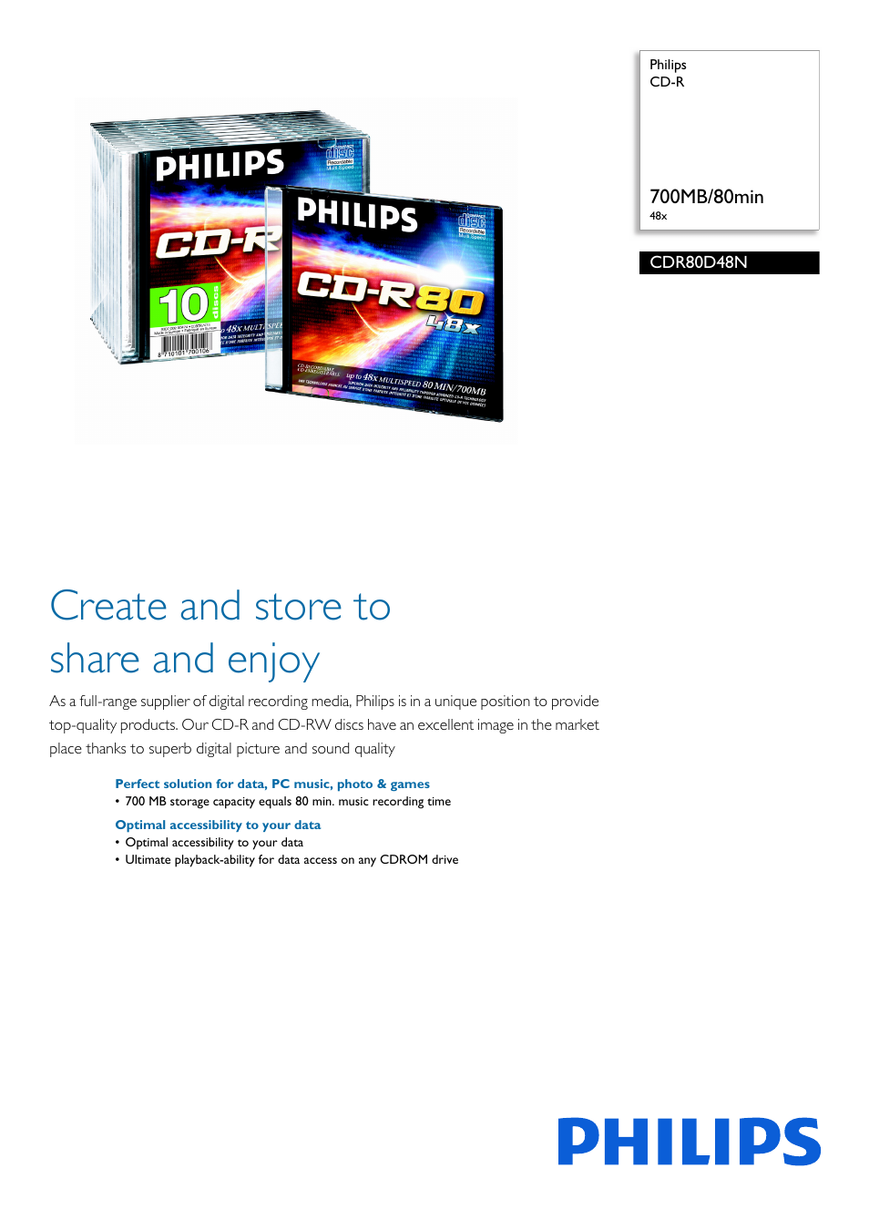 Philips CDR80D48N-300 User Manual | 2 pages