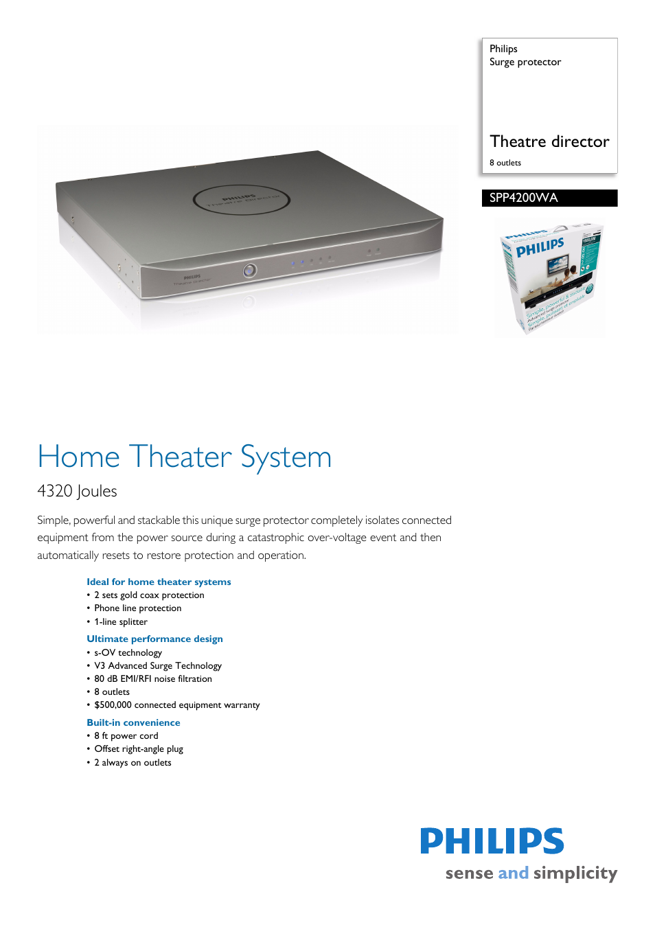 Philips SPP4200WA-27 User Manual | 2 pages