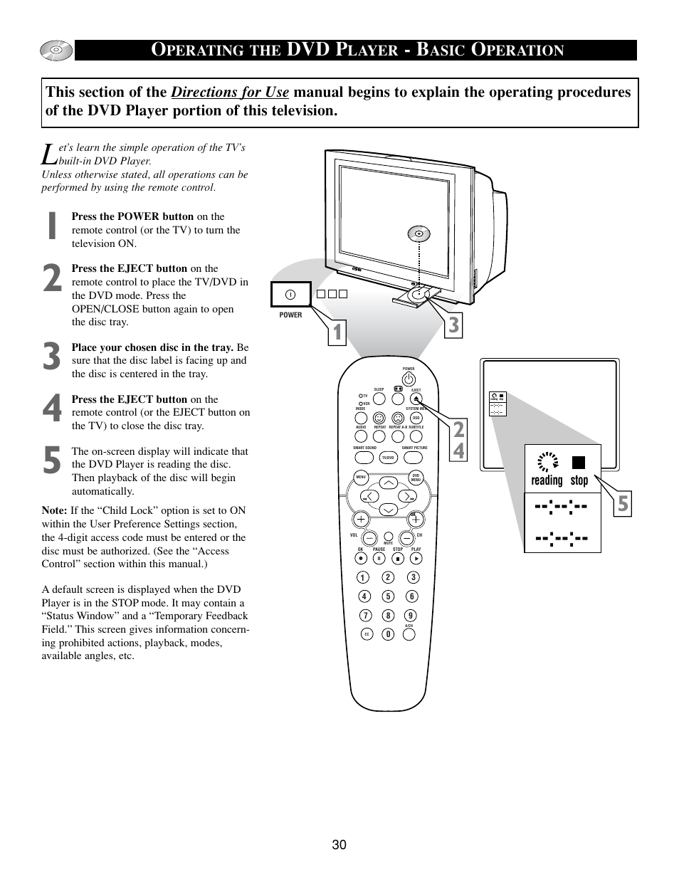 Dvd p, Perating the, Layer | Asic | Philips 20DV693R User Manual | Page 30 / 52