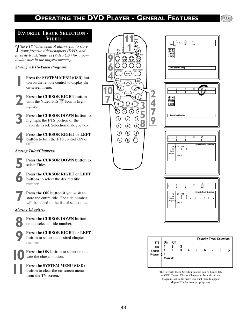 Dvd p, Perating the, Layer | Eneral, Eatures f | Philips 20DV693R User Manual | Page 43 / 52