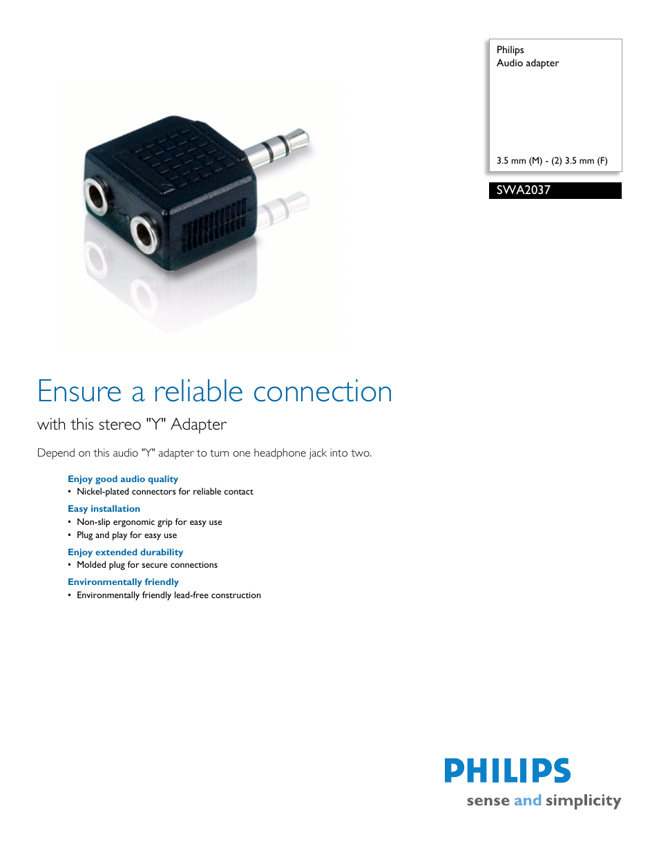 Philips SWA2037-17 User Manual | 2 pages