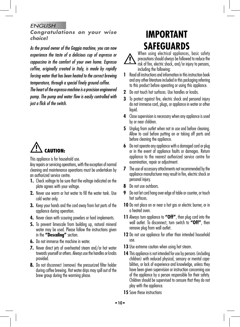 Important safeguards | Philips 10002533 User Manual | Page 12 / 76