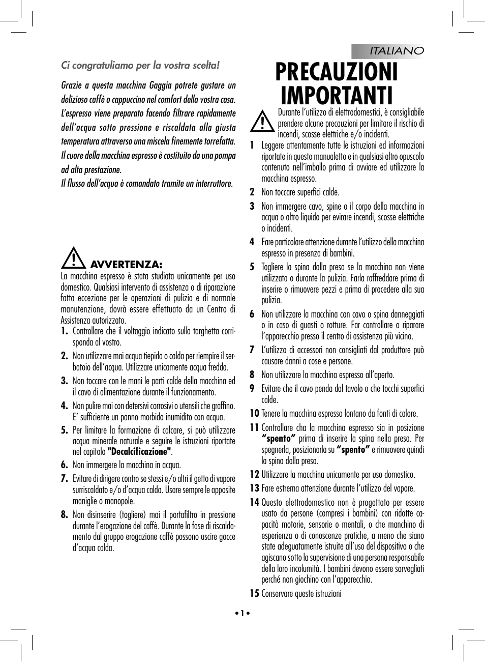 Precauzioni importanti | Philips 10002533 User Manual | Page 3 / 76