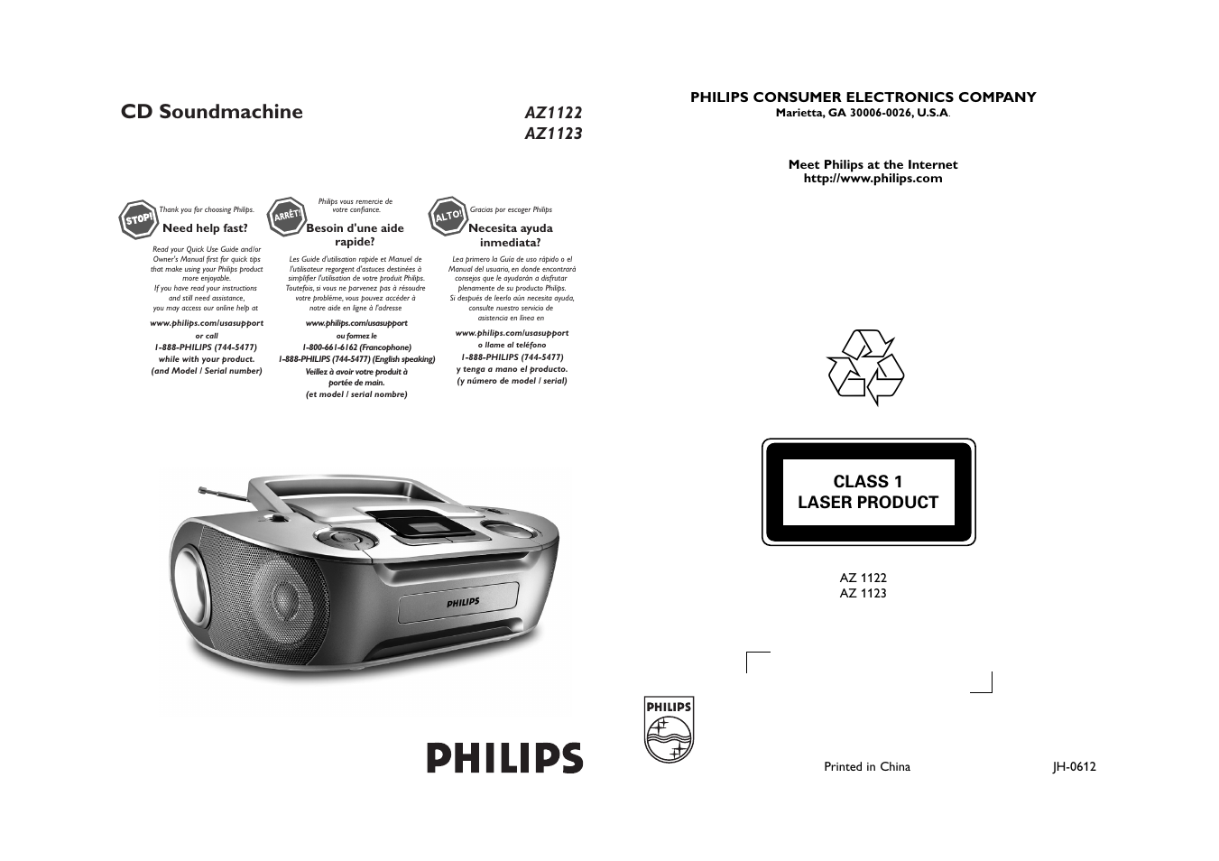 Philips AZ1123B-37B User Manual | 7 pages