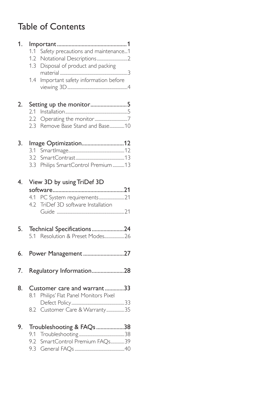 Philips 273G3DHSW-27 User Manual | Page 2 / 45