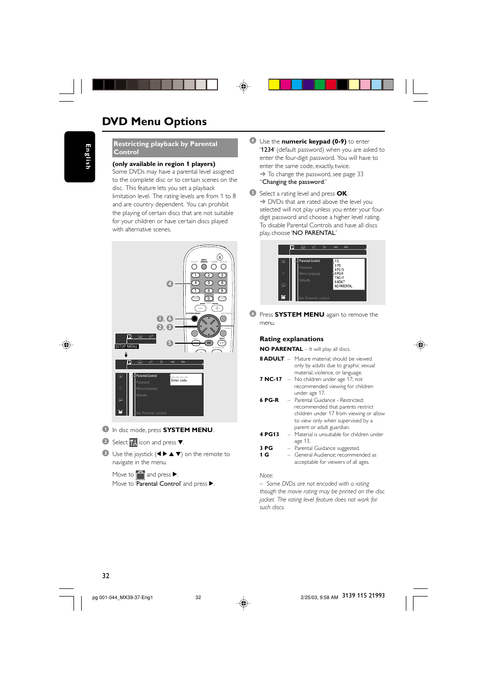 Dvd menu options | Philips MX3950D-98 User Manual | Page 32 / 44