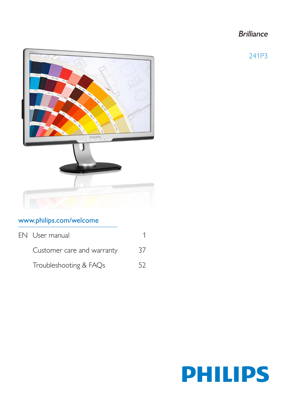 Philips Brilliance LED monitor 241P3LES P-line 24" - 61 cm with SmartImage User Manual | 61 pages