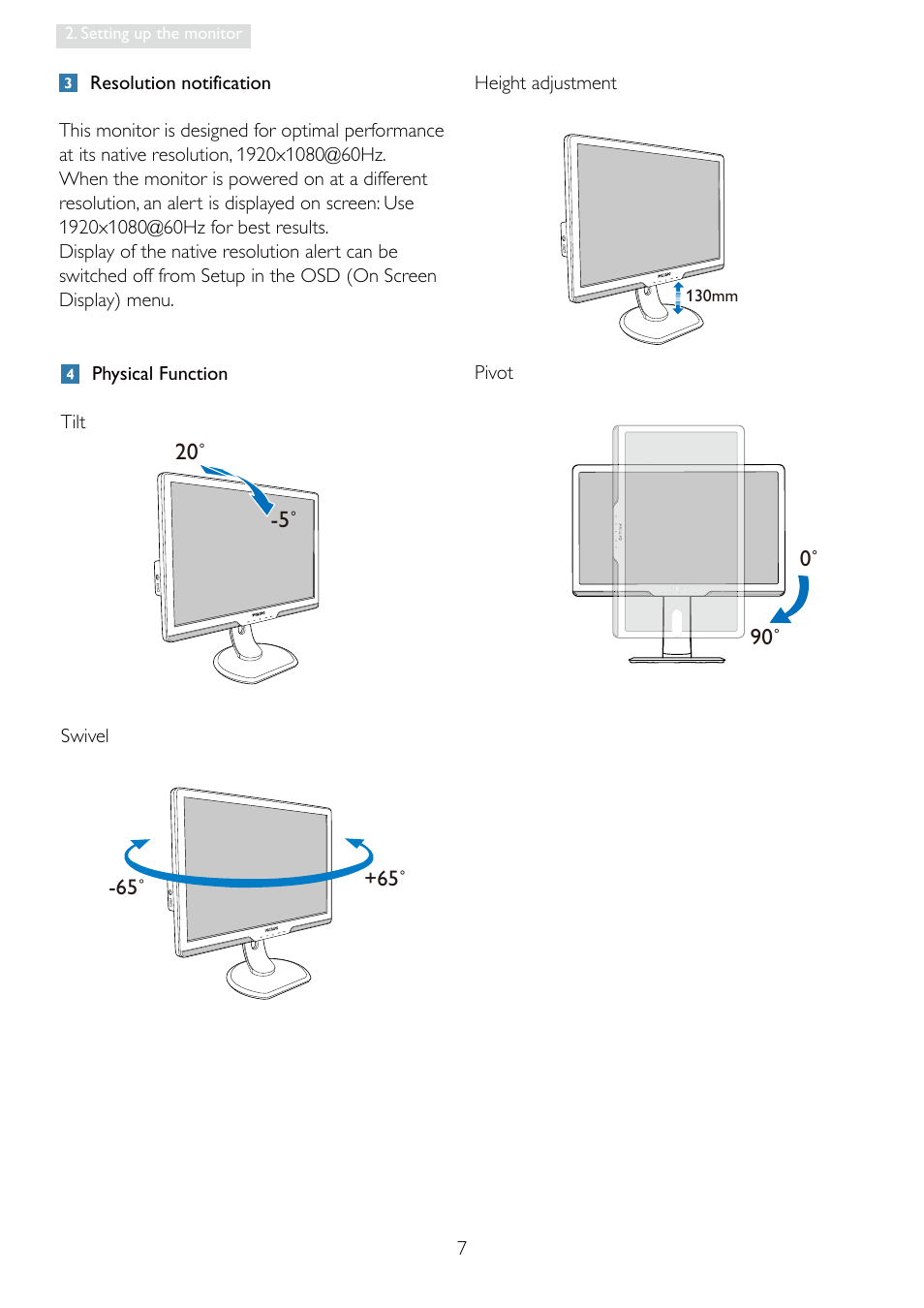 Philips Brilliance LED monitor 241P3LES P-line 24" - 61 cm with SmartImage User Manual | Page 9 / 61