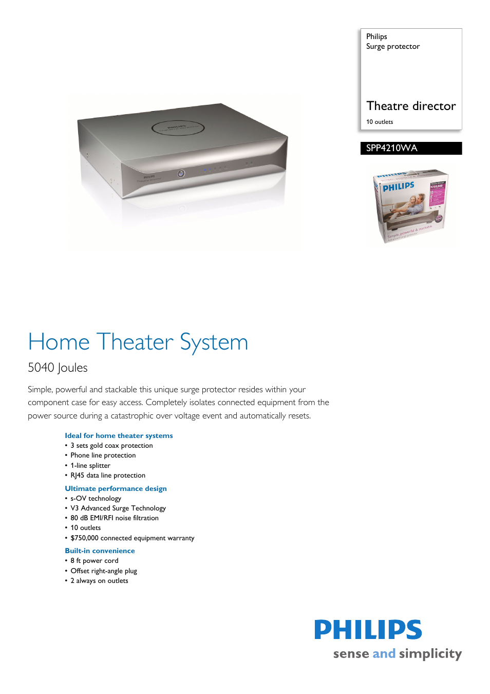 Philips SPP4210WA-17 User Manual | 2 pages