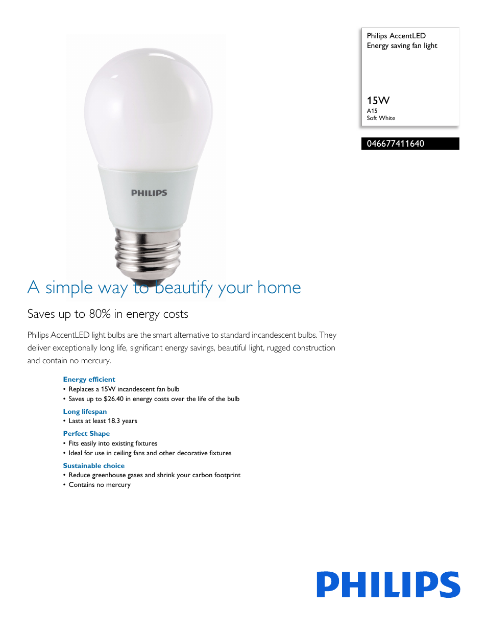 Philips 046677411640 User Manual | 2 pages