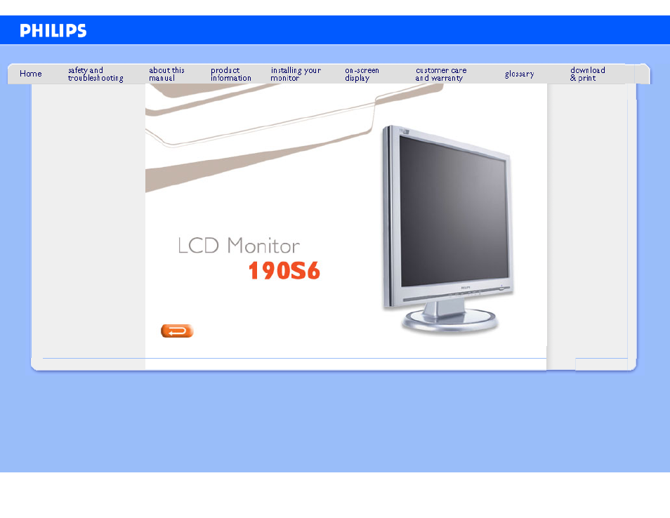 Philips LCD monitor 190S6FB 48 cm 19" SXGA User Manual | 94 pages