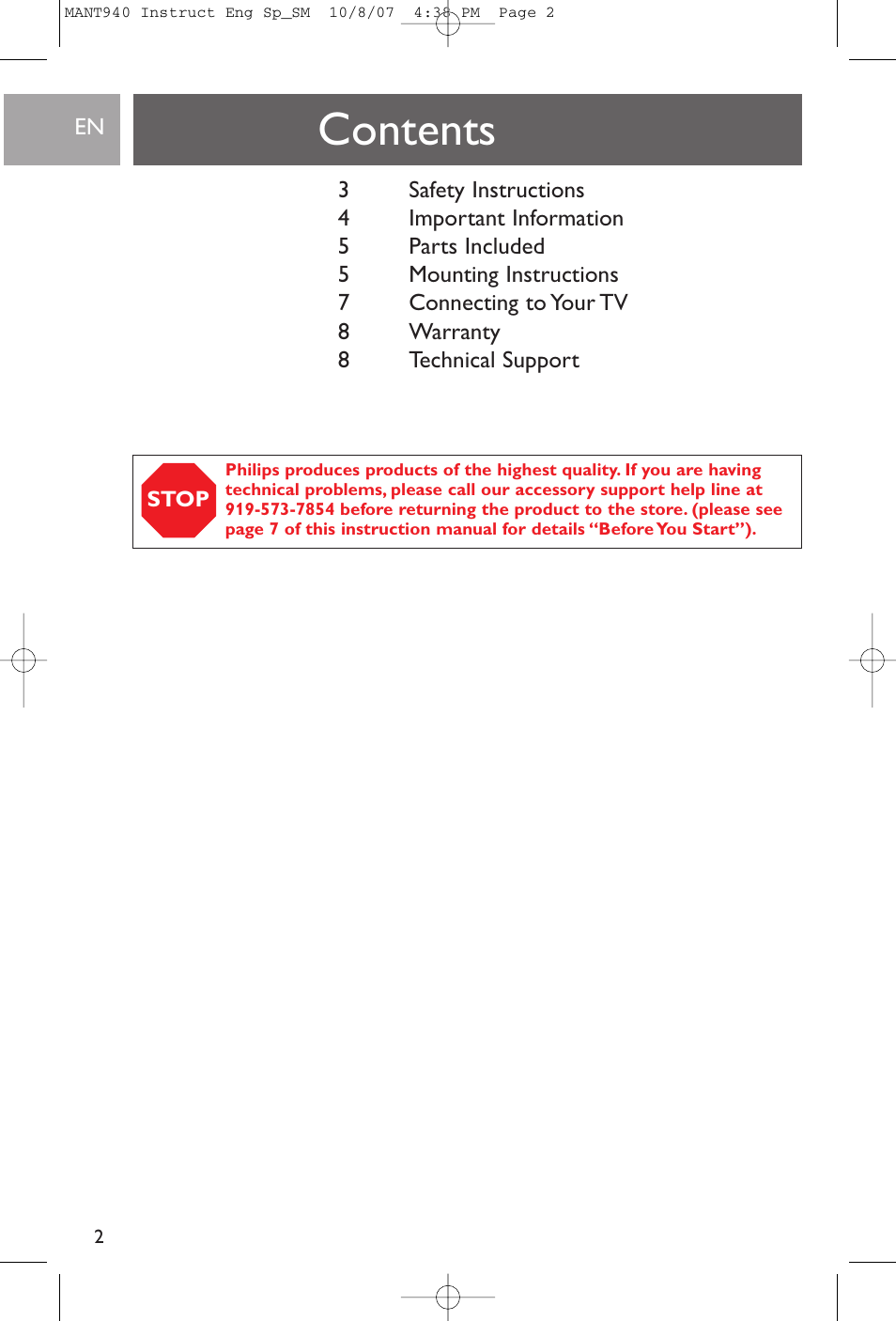 Philips US2-MANT940 User Manual | Page 2 / 16