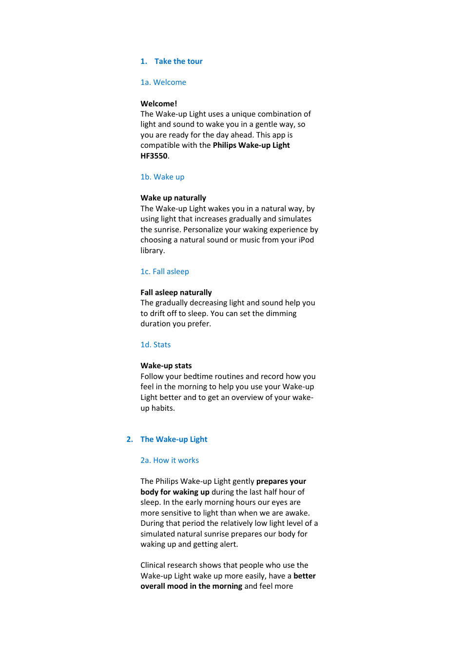 Philips Wake-up Light HF3550 Operated by iPhone App User Manual | Page 2 / 14