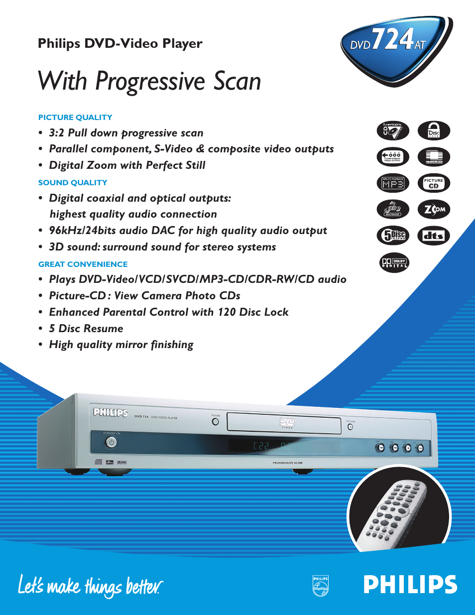 Philips DVD724AT99 User Manual | 2 pages