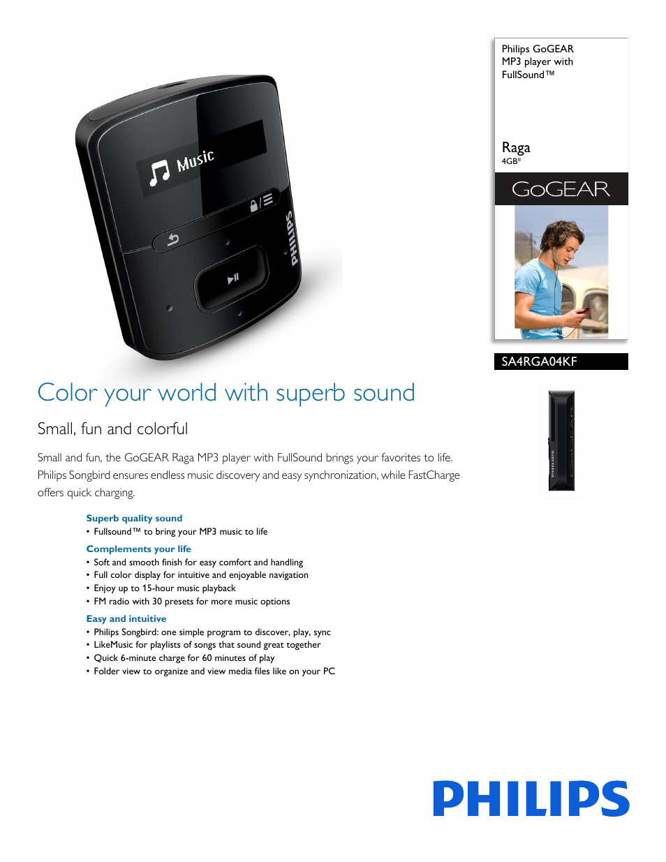 Philips SA4RGA04KF-37 User Manual | 3 pages