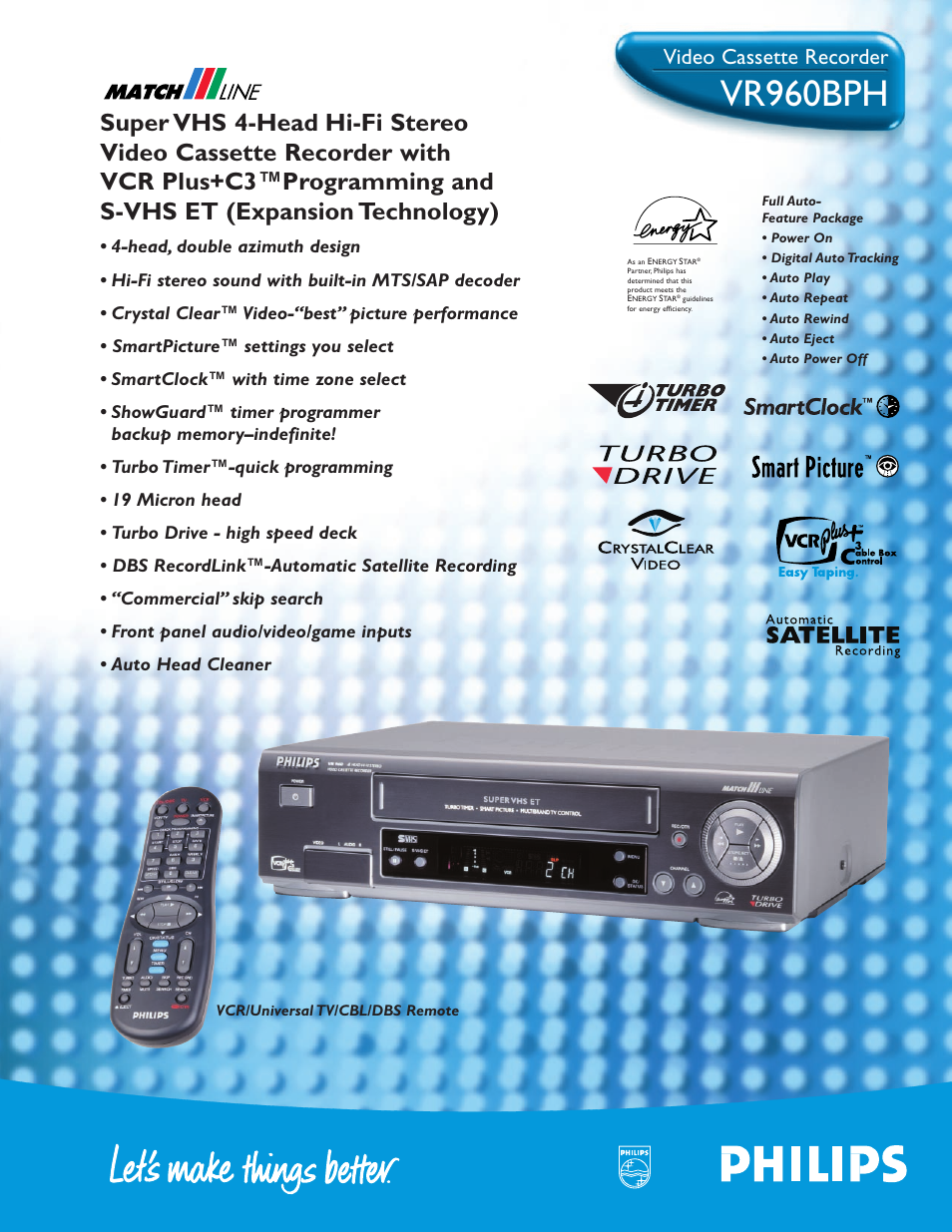 Philips VR960BPH99 User Manual | 2 pages